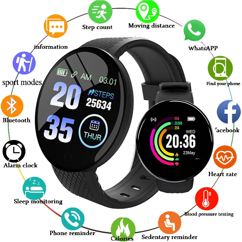 Watch Smart Y68 - D18 akıllı saat nabız monitörü erkek