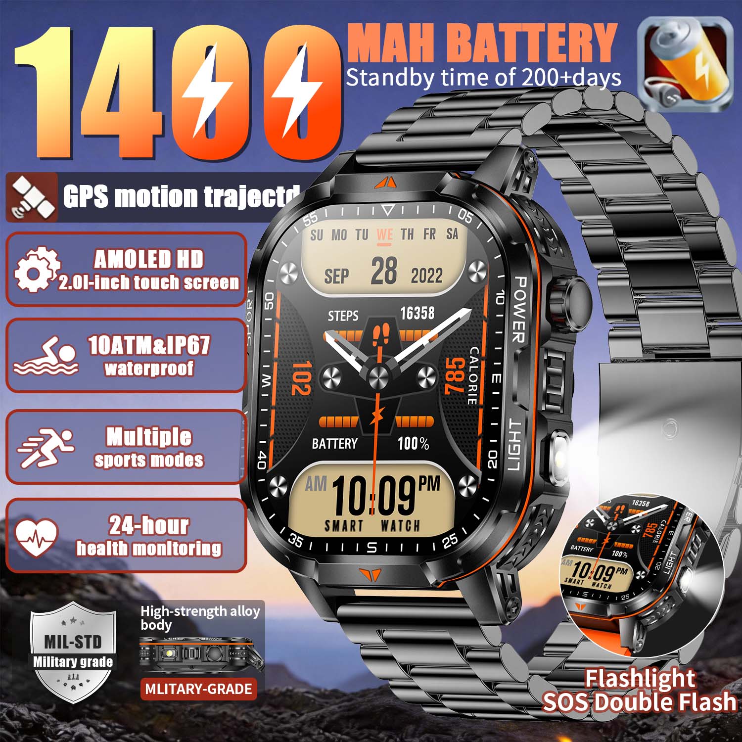 2026 Yeni Askeri 1400mAh Pil A - French Connection Watches Smartwatch App incelemesi ve fiyatı