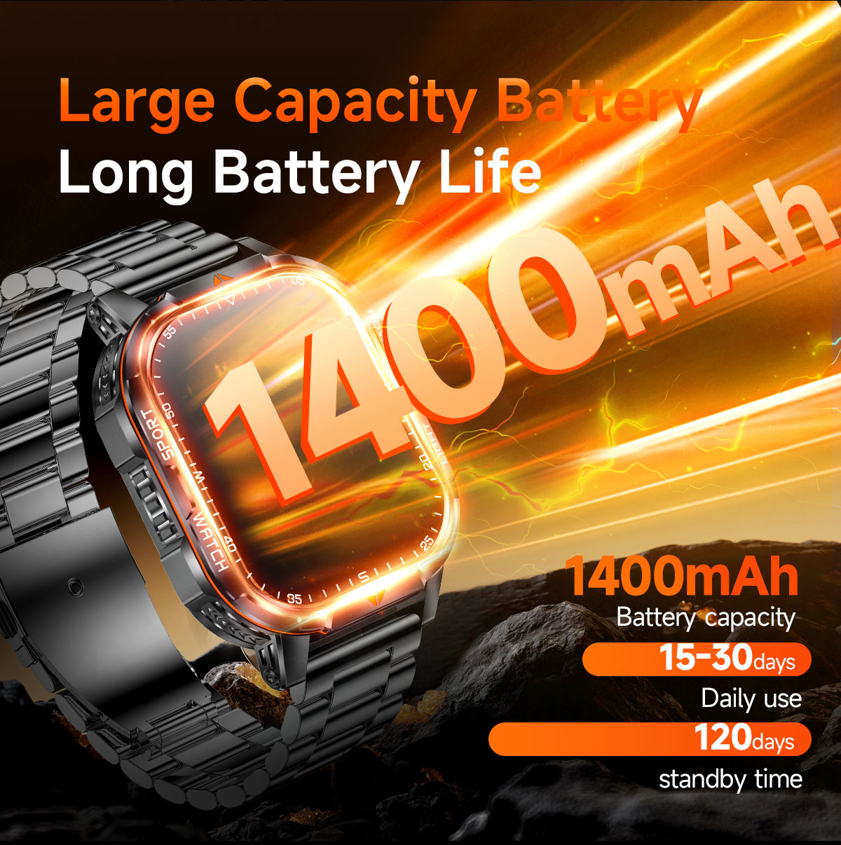 2026 Yeni Askeri 1400mAh Pil A - French Connection Watches Smartwatch App incelemesi ve fiyatı